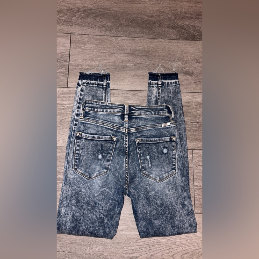 Kancan Denim Jeans Size 25 Skinny High Rise Button Up Distressed - Picture 2 of 8